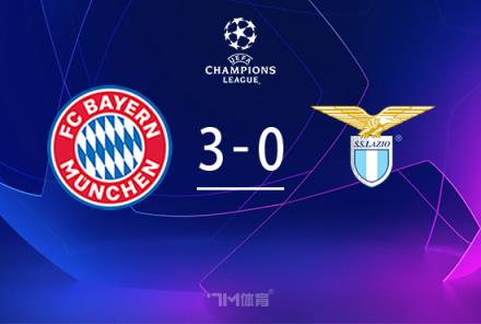 歐冠-凱恩雙響助拜仁3-0拉齊奧總比分3-1進8強