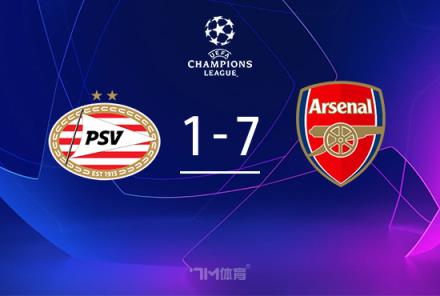 歐冠-阿森納7-1大勝埃因霍溫，厄德高2射1傳，6人建功